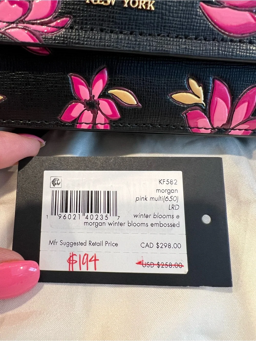 NWT Kate Spade New York Morgan Winter Blooms Embossed Saffiano Bag